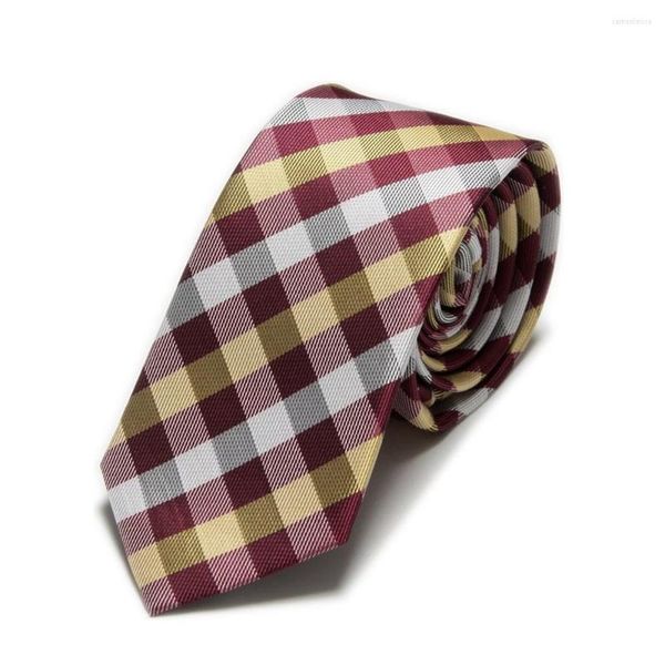 Pajaritas 2023 Microfibra Plaid Slim para hombres Corbata Check Cravat Poliéster Ascot