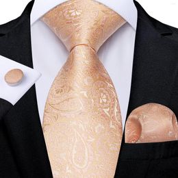 Bow Ties 2023 Orange Paisley Silk for Men Wedding Party Accessories 8cm Ntralter Set Pocket Square Cufflinks Gift Dibangu
