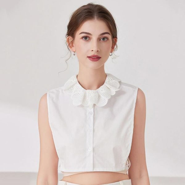 Noeuds papillon 2023 secondes devenir belle fille pétale faux col mignon chemise en pur coton blanc