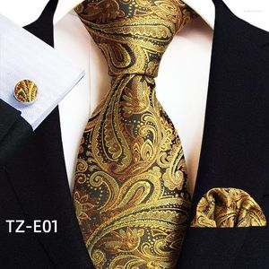 Noeuds papillon 2023 cravate carré écharpe manchette trois pièces ensemble rayé pour hommes luxe 8 cm cravate poche boutons de manchette cadeau costume accessoires
