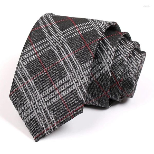 Bow Lays 2024 Marca Tada a cuadros Plaid de alta calidad Gris oscuro 7cm para hombres Traje de negocios de moda Corbalo Gran trabajos de fiesta de bodas