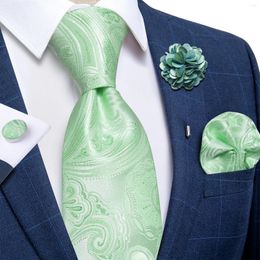 Bow Ties 2024 Classic Green Blue Paisley Silk For Men Souleur de manchette Brooch Broch Pin Accessoires de mariage Dropship cadeau