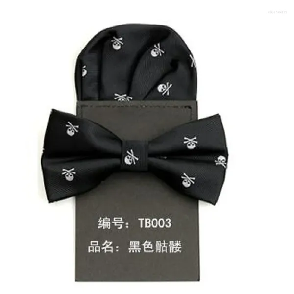 Bow Linds 2024 Dot Skull Bowtie para hombres Gravata Pocket Square Set Pañero para la fiesta de bodas Regalo de negocios