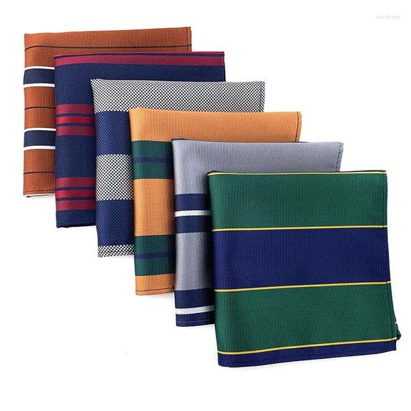 Cravates d'arc 25 25cm Fashion Man's Stripe Polyester Pocket Square pour Gentleman Business Mariage Casual Mouchoir Cadeau de remise des diplômes