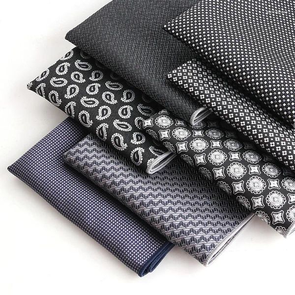 Bow Ties 25,5 25,5 cm Gentleman Handkerchief Fashion Style Black Paisley Jacquard Weavy Pocket Square Fit Busssiness Banquet