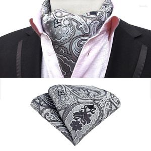 Bow Ties 2pcs Fashion Retro Man's Paisley Polyester Cravat Ascot Mandkerchief Set Pocket Square Scarf Necclues ACCESSOIRES