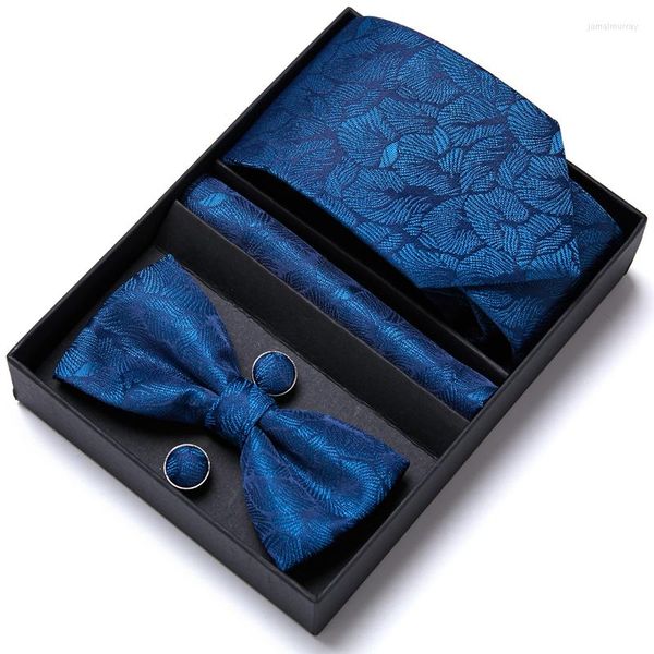 Coritos de arco 35 colores Regalo navideño al por mayor de alto grado para hombres Tada de seda y juego de bolsillo Gematinks Blue Flower Caja de flores