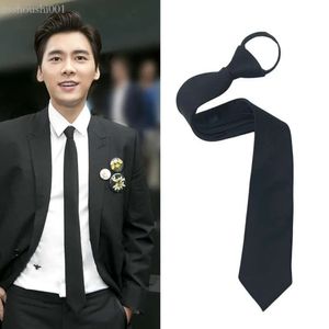 Bowbanden 38/48cm Zwarte wijn Rode Koreaanse stijl Lazy Zipper Tie Men en Women Matching Shirt 5cm bruiloft Student Geschenken Uniform FDA1