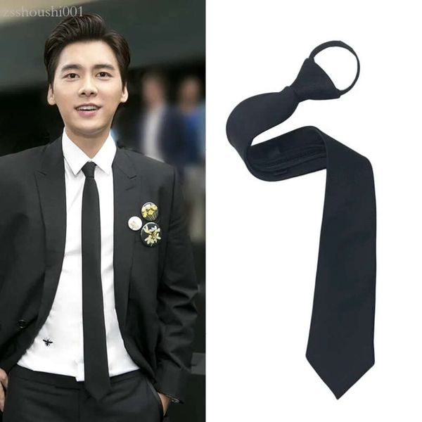 Bow Ties 38/48 cm Vin noir rouge Style coréen Style Lazy Zipper Tie Men and Women Matching Shirt 5cm Wedding Student Cadeaux Uniforme FDA1