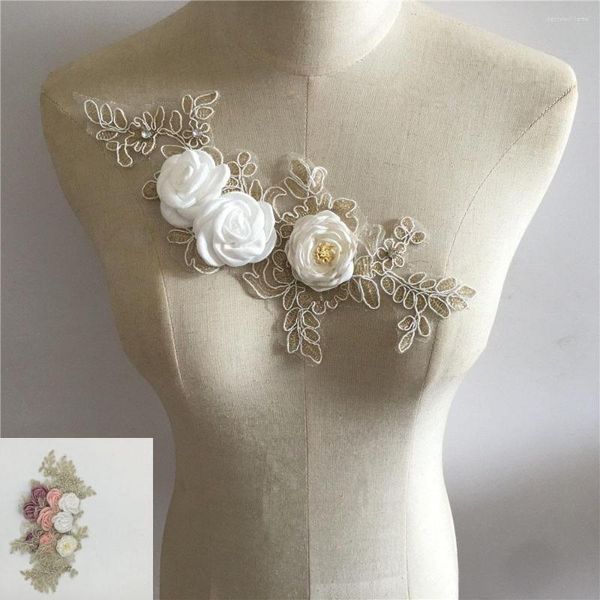 Pajaritas 3D flor bordado cuello falso para mujer encaje tela costura apliques falso DIY niñas vestido ropa ramillete
