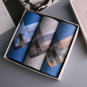 Noeuds papillon 3pcs / set mouchoir à carreaux en coton mouchoirs à carreaux avec boîte-cadeau emballage cadeaux d'année de noël pour MenBow Fi