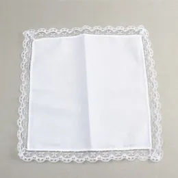 Bow Ties 3PCS / Set Cotton en dentelle Hankerchiefs serviettes portables purs blancs carrés carré de bricolage imprimé de bricolage Draw Hankies Femmes