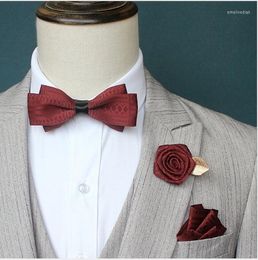 Gravatas borboleta 3 pçs/conjunto gravata artesanal retrô colarinho de casamento broche gravata borboleta bolso toalha quadrado conjunto presentes para acessórios masculinos