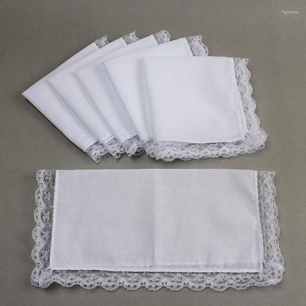 Noeuds papillon 3 pièces mouchoirs en coton blanc mouchoirs en dentelle vierge pour mariage manger nourriture poche carré hommes femmes