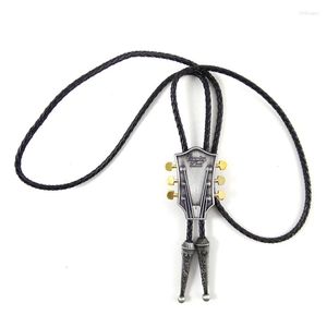 Noeuds papillon 5 pièces en gros Lots en cuir noir Cowboy Bolo cravate pour hommes avec 