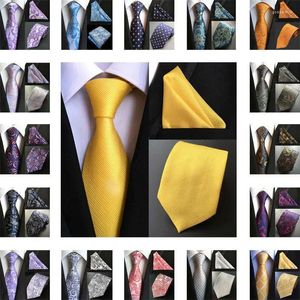 Bow Ties 55 Style Silk Floral Polka Dot géométrique Classic Paisley Nou Tiepocket Square Hanky Suit Set Party Business