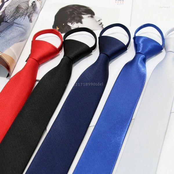 Bow Ties 5cm cravates de cou pré-attachées masculines à fermeture éclair skinny rouge noir bleu couleur solide mince époux étroite robe de fête