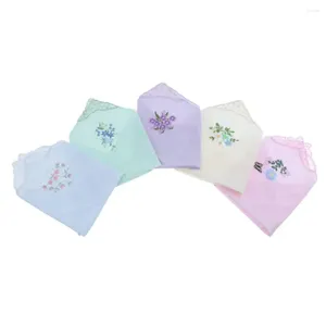 Bow Ties 5pcs vintage floral brodé Hankies Cotton Pocket Hanky