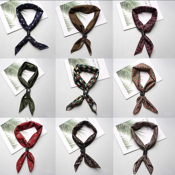 Bowlets 60 60 cm Silk Men's Ladies Niñas Mujeres Mujeres de diseño Square Square Buff Accesorios de lujo Ascot Cravat