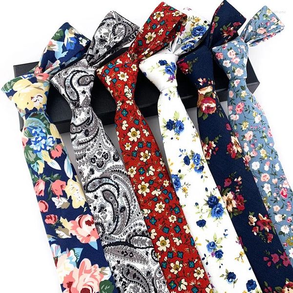 Bow Ties 6cm Coton Cotton Bright Floral Imprimé Men's Neckties Version coréenne chemise à la mode