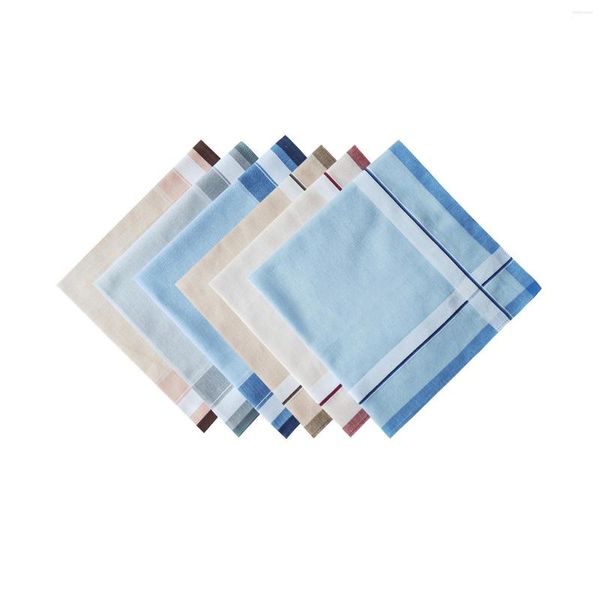 Noeuds papillon 6 pièces mouchoirs en coton pour hommes 40cm essuyer les serviettes de sueur poche carré Hankies pour les grands-pères fête femmes hommes costume anniversaire