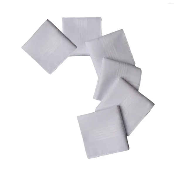 Noeuds papillon 6x mouchoirs blancs purs couleur unie coton Hankies hommes artisanat doux pour la célébration de mariage messieurs