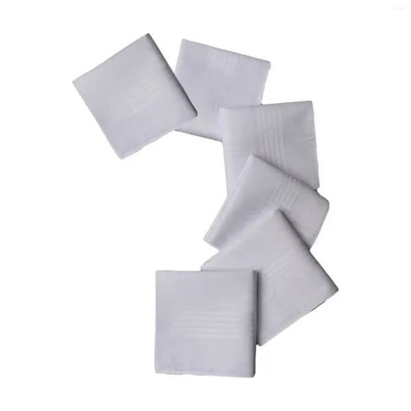 Noeuds papillon 6x mouchoirs blancs purs couleur unie coton Hankies hommes cadeau pour grand-père anniversaire mariage messieurs fête