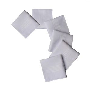 Bow Ties 6x Solid White White Handkerchiefs Set Cotton Hankies Packen Square ambachten voor grootvader bruiloft verjaardag gebruik feestviering