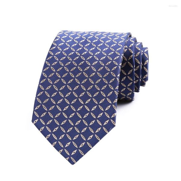 Corbatas de lazo de 7CM para Hombre, Corbata de seda de poliéster azul dorado Floral para Hombre, Corbatas Para boda, fiesta de negocios, Corbatas Para Hombre