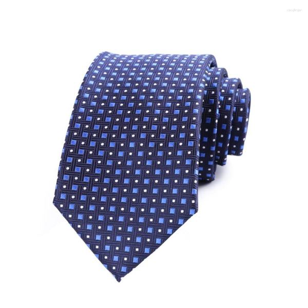Pañuelos de lazo 7 cm Corbata para hombre Azul con lunares blancos Ascot para hombre Boda Poliéster Seda Cravat Fiesta de negocios Corbatas Para