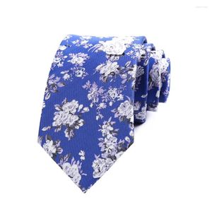 Strikjes 7 CM Heren Stropdas Classic Voor Man Bruidegom Blauw Bloemen Das Polyester Zijde Das Bruiloft Corbatas Para hombre