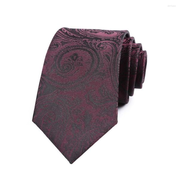 Pañuelos de lazo 7 cm Corbata para hombre Azul marino Drak Rojo Floral Paisley Ascot para hombre Boda Poliéster Seda Cravat Fiesta de negocios Corbatas Para