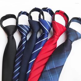 Bow Ties 7cm pré-attaché pour les hommes couche à fermeture éclair réglable à rayures masculines solides de fête de mariée