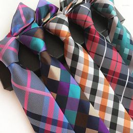 Pajaritas 8 cm Moda Clásico Plaid Jacquard Tejido Poliéster Negocio Boda Corbata Traje Corbata Accesorio Regalo al por mayor