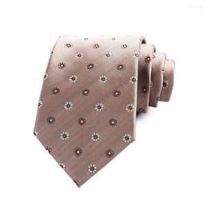 Strikjes 8 CM Heren Stropdas Polyester Khalki W/Bloemen Voor Man Shirt Jacquard Wedding Das Business Party accessoires