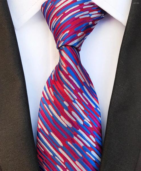 Cravates d'arc 8cm Soie Hommes Géométrique Rouge Jaune Cravate Jacqurd Weave Cravate Hommes D'affaires Fête De Mariage Formelle Cadeau De Cou