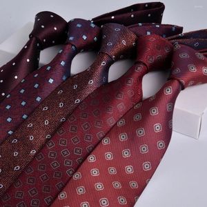 Cravates d'arc 8cm Cravate pour hommes Mariage Groom Groomsman Bourgogne Cravate rayé Jacquard Business Gravatas de Luxo Para Homes Accessoires de robe