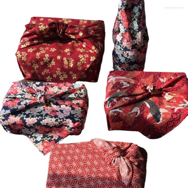 Noeuds papillon 95x95cm Furoshiki Style japonais traditionnel année noël emballage tissu fleur tissu pour emballage de boîte-cadeau