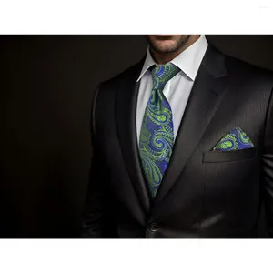 Bow Ties A78 Green Blue Paisley Mens Colties Pocket Square Set Classic Fashion For Male 63 