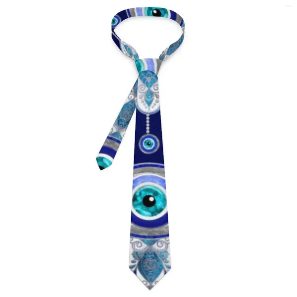 Pajaritas abstractas Evil Eye Tie Hamsa Hand Impreso Cuello Retro Casual Collar para hombres Cosplay Party Necktie Accesorios