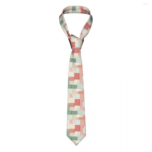 Noeuds papillon abstrait géométrique cravates hommes femmes polyester 8 cm rose vert carrés cravate large chemise accessoires Gravatas mariage cosplay
