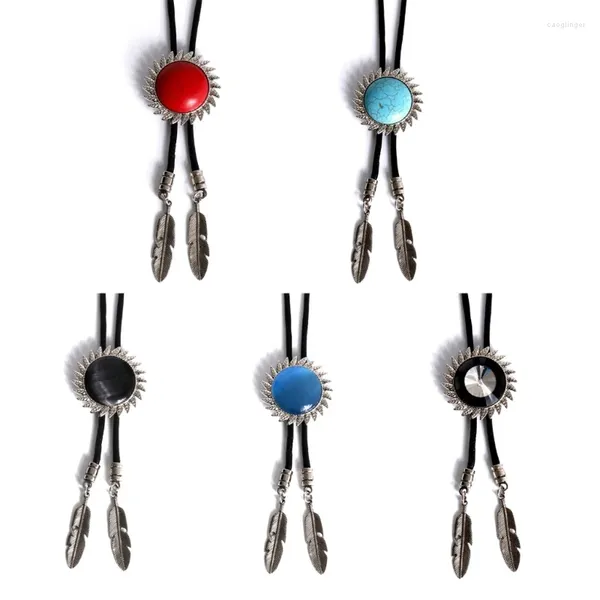 Bow Ties American Bolo Tie Punk Cowboy Faux Corde en cuir Collier Collier Western Collier Western Collier Western pour hommes