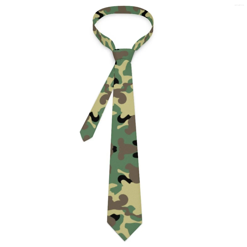 Bow Ties Army Camouflage Print Tie Green Camo Graphic Neck Quality Retro Casual Collar For Male Leisure Necktie Accessories