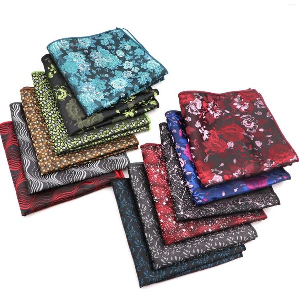 Noeuds papillon Arrivée Floral Hanky Vintage Vert Bleu Vague Meteor Feux d'artifice Hankies Hommes Costumes Poche Carré Mouchoir Serviette Cadeau Occasionnel