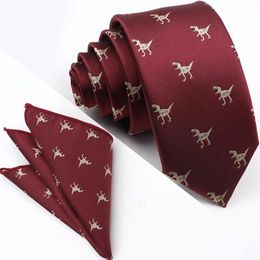 Cravates d'arc Arrivée Cravate pour hommes Set 6cm Slim Dinosaur Pet Insecte Modèle Polyester Jacquard Tissé Cravate Mariage Accessoires d'affaires