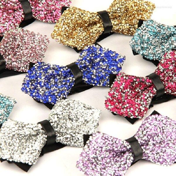 Pajaritas Flecha 12 cm y 6 cm Diamante Negro Corbata roja Hombres para Rhinestone Collar Bowtie Crystal Cool Luxury Wedding