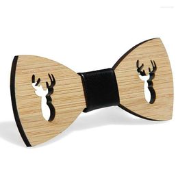 Boogbladen auau-heren stropdas accessoire bruiloft feest kerstcadeaus bamboe hout bowtie nekkleding voor mannen dames raspat herten