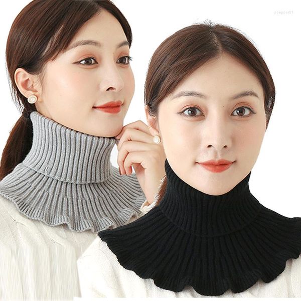 Pajaritas Otoño Invierno tejido cuello falso bufanda con orejas de madera mujeres cuello alto falso desmontable cálido cuello ortopédico