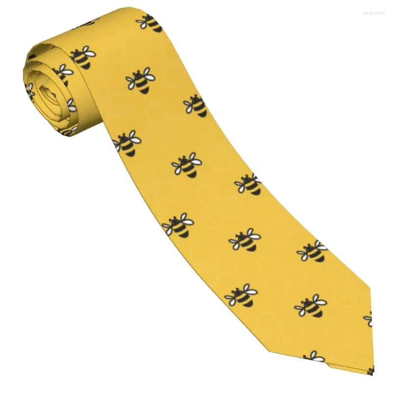Gravatas borboletas abelha amarelo desenho animado gravatas unissex seda poliéster 8 cm de largura pescoço para acessórios masculinos adereços de cosplay