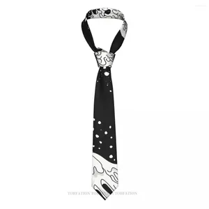 Bow Ties Black and White Great Wave 3D Imprimerie à cravate 8 cm de large en polyester